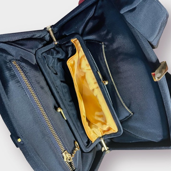 50s Pichel‎ Inc Black Needlework Handbag - Picture 7 of 9